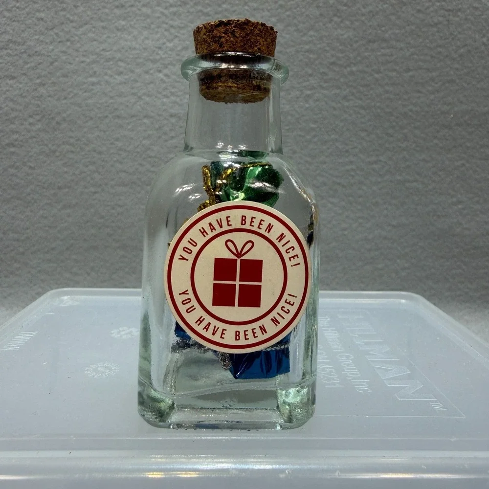Christmas Decor Mini Collectible Bottles Cookies Snowballs Lights Coal Set of 9